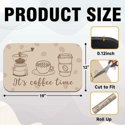 Tapete café 12x19pulg antideslizante absorbente protege encimeras