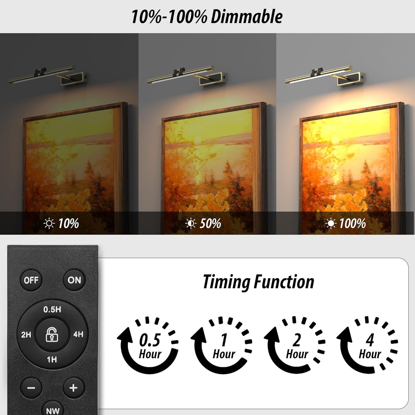 Luz arte regulable recargable 16pulg un solo brazo 25h