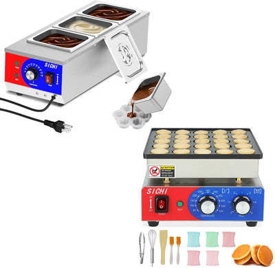 Mini máquina panqueques 110V 25 pzas 13L con tanques acero inox