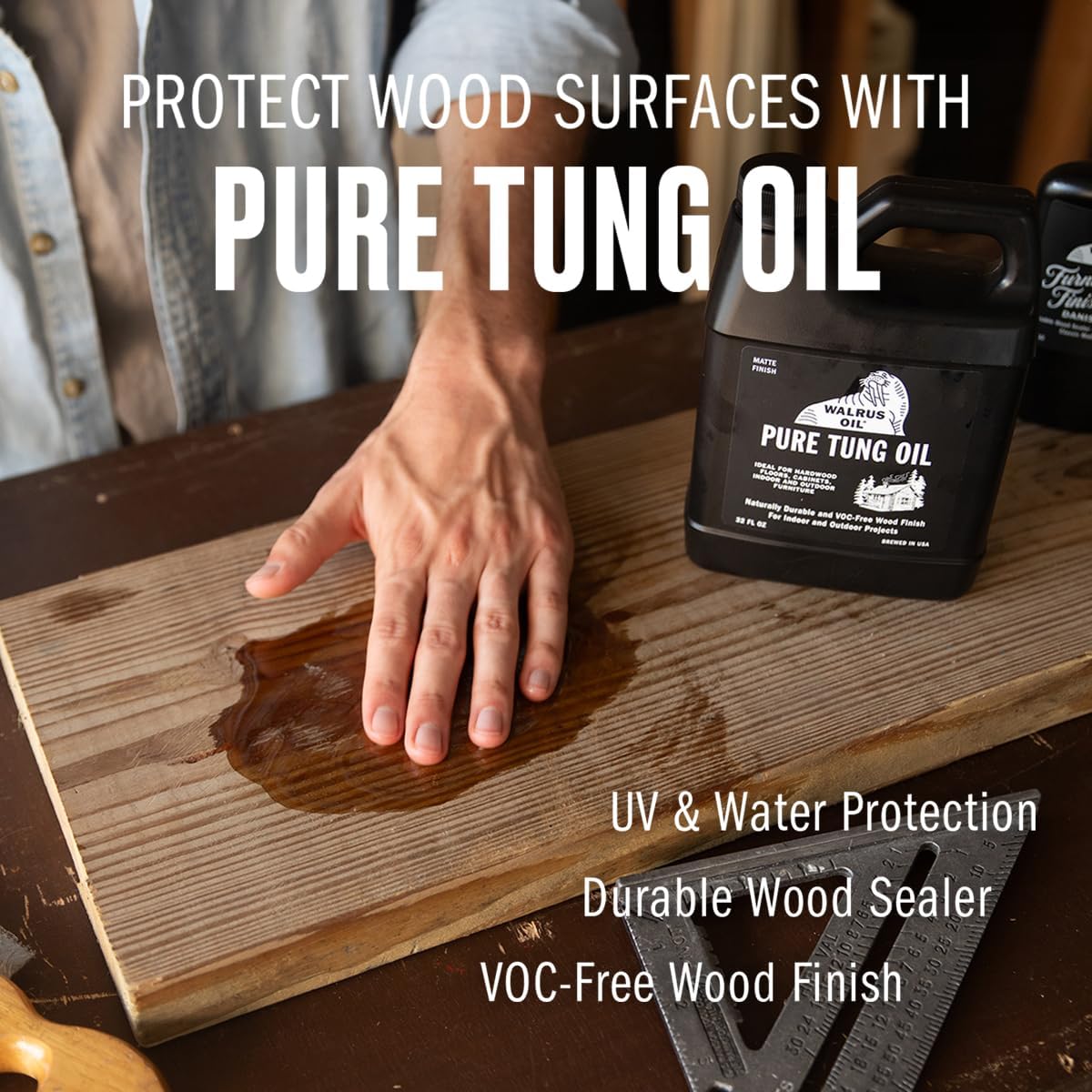 Aceite Tung puro 100% para madera 128oz 2 pzas