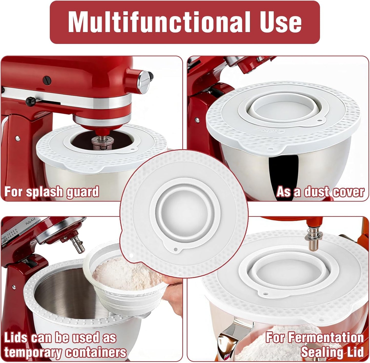 Funda de silicona para tazón KitchenAid compatible 6-7 cuartos de galón con tapa hermética