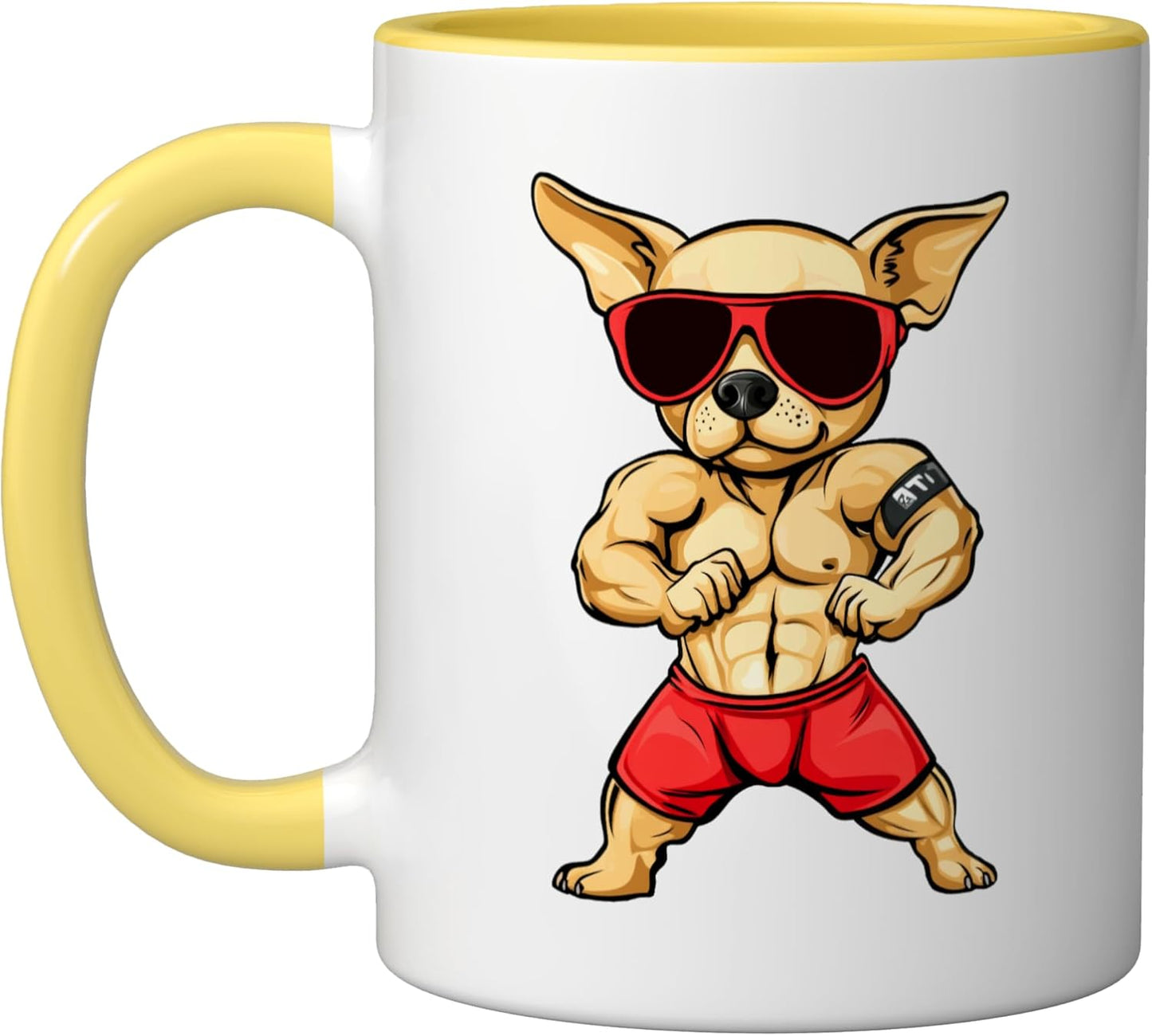 Taza Cerámica para Ejercicio Chihuahua Amarillo/Blanco