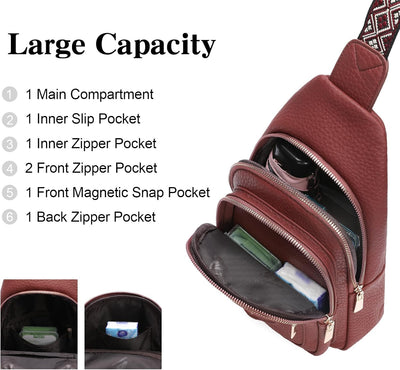 Bolso bandolera piel vegana antirrobo A05 Vino Tinto