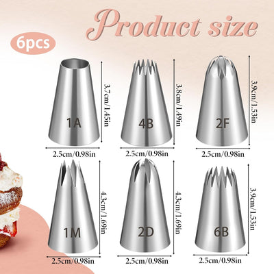 6 Pzas Puntas Tubo Acero Inox para Glaseado Pasteles