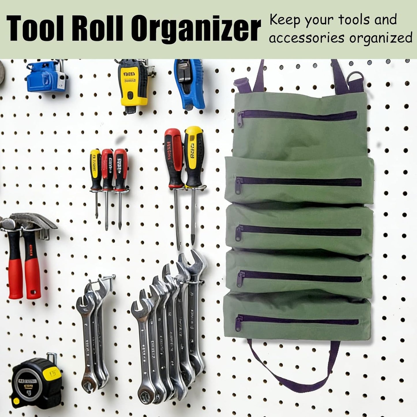 Bolsa herramientas enrollable plegable impermeable 5 bolsillos