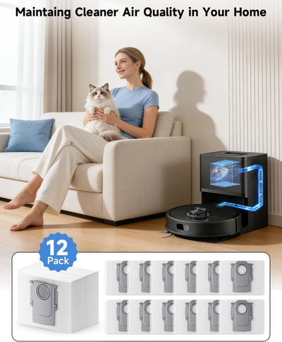 12 Pzas Bolsas Vacío Gran Capacidad para Robo-rock Q5 Q7 Q10