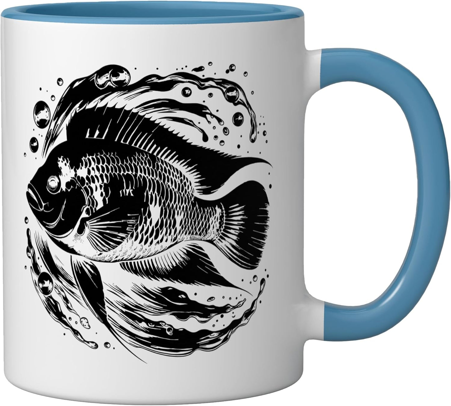 Taza Cerámica para Acuario Cichlidos Azul Blanco