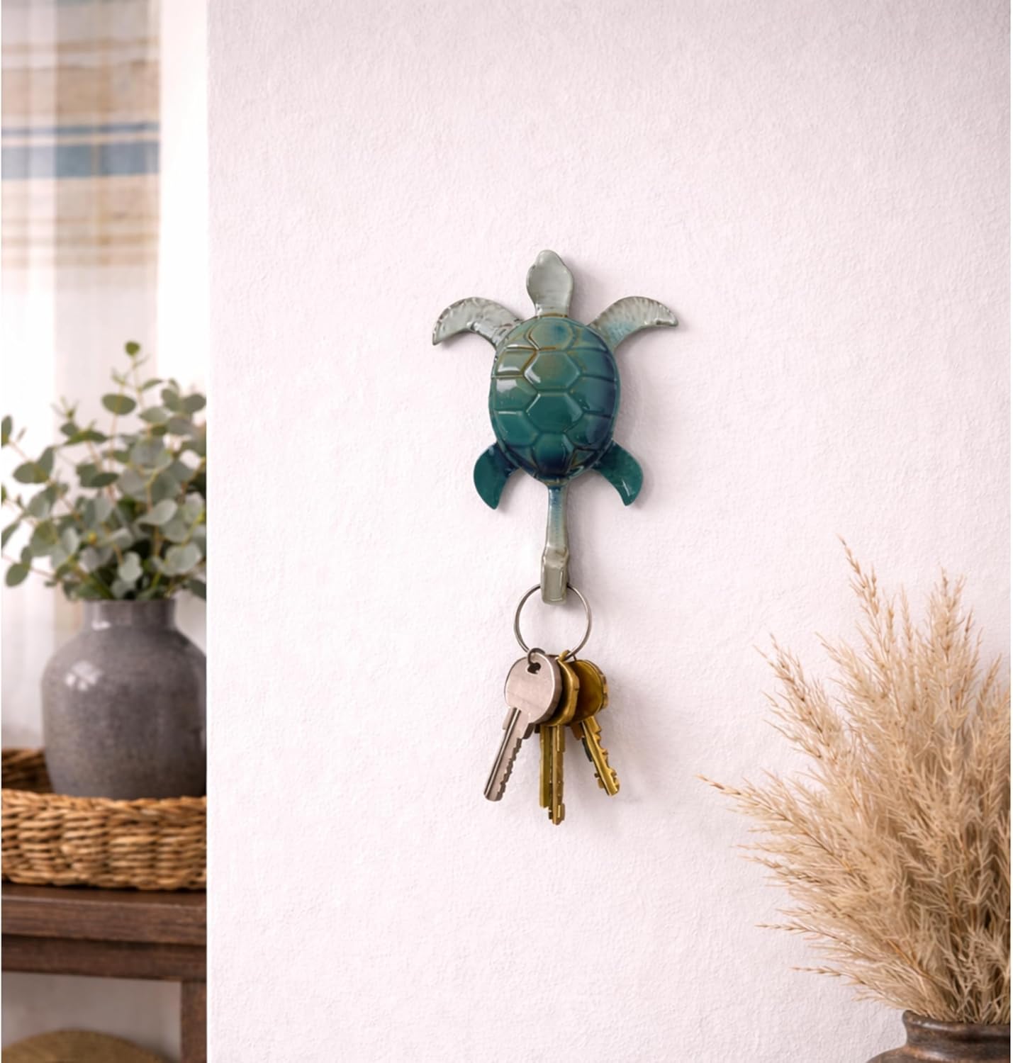 Gancho de toalla tortuga cerámica decoración náutica baño
