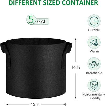 12 Pzas Bolsas Cultivo 5gal Tela Aireación con Asas
