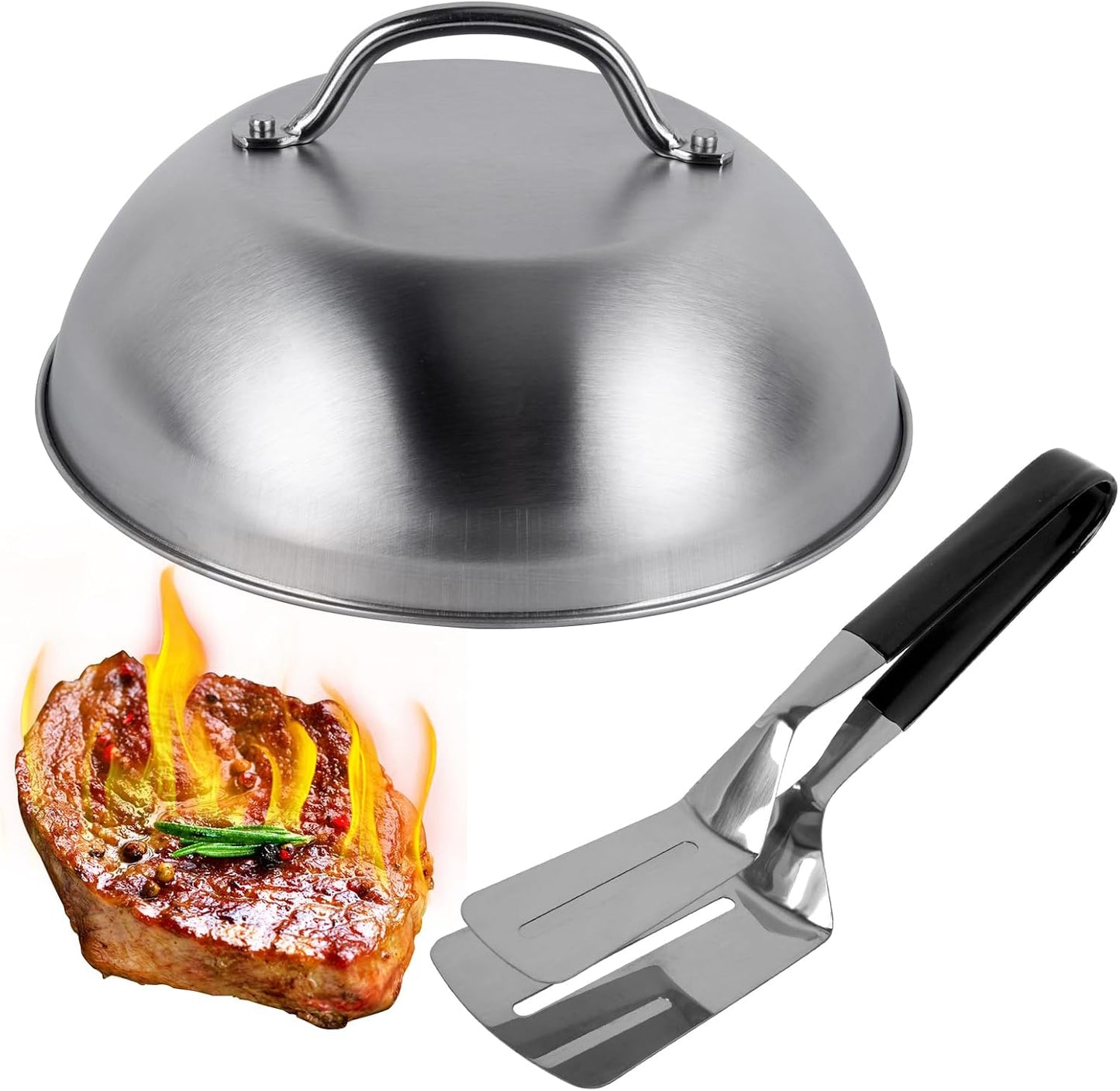 Cubierta Blackstone 9pulg con cúpula y pinzas para parrilla