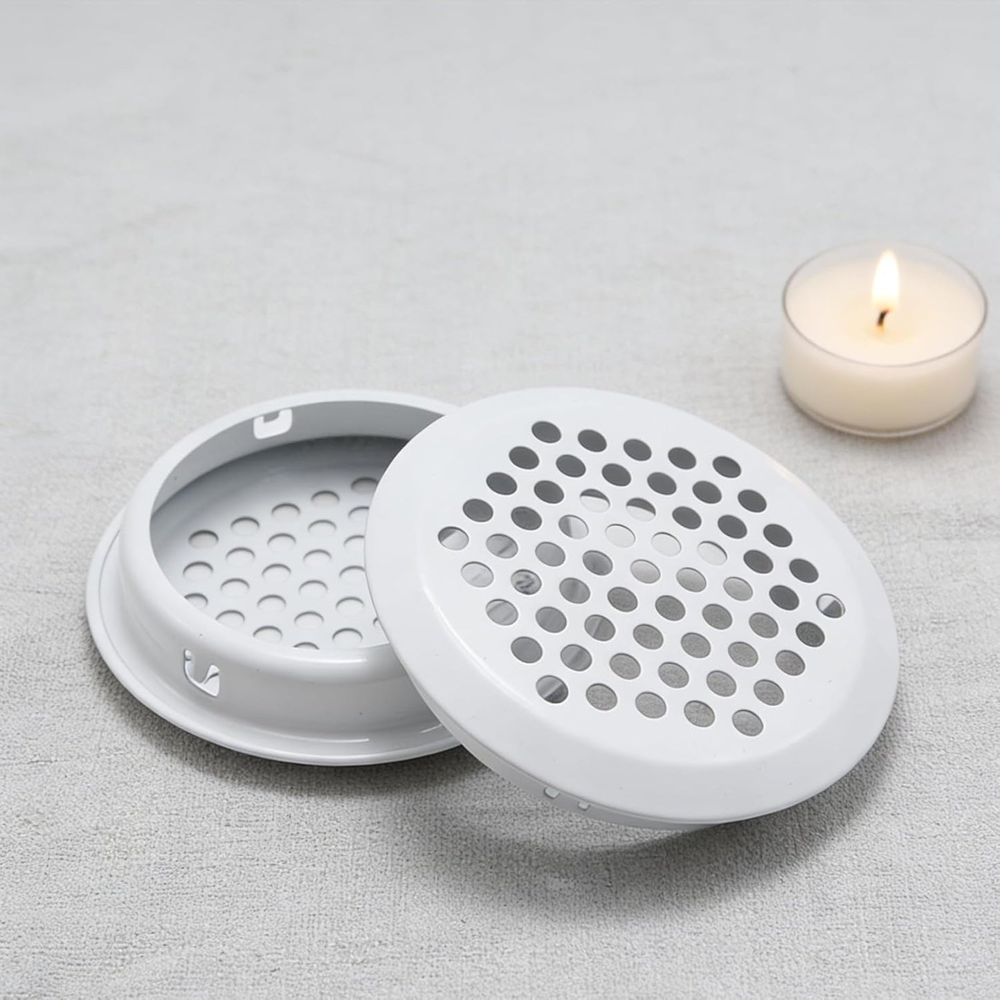 6 Rejillas Ventilación Redondas Acero Inox 2pulg Blanco