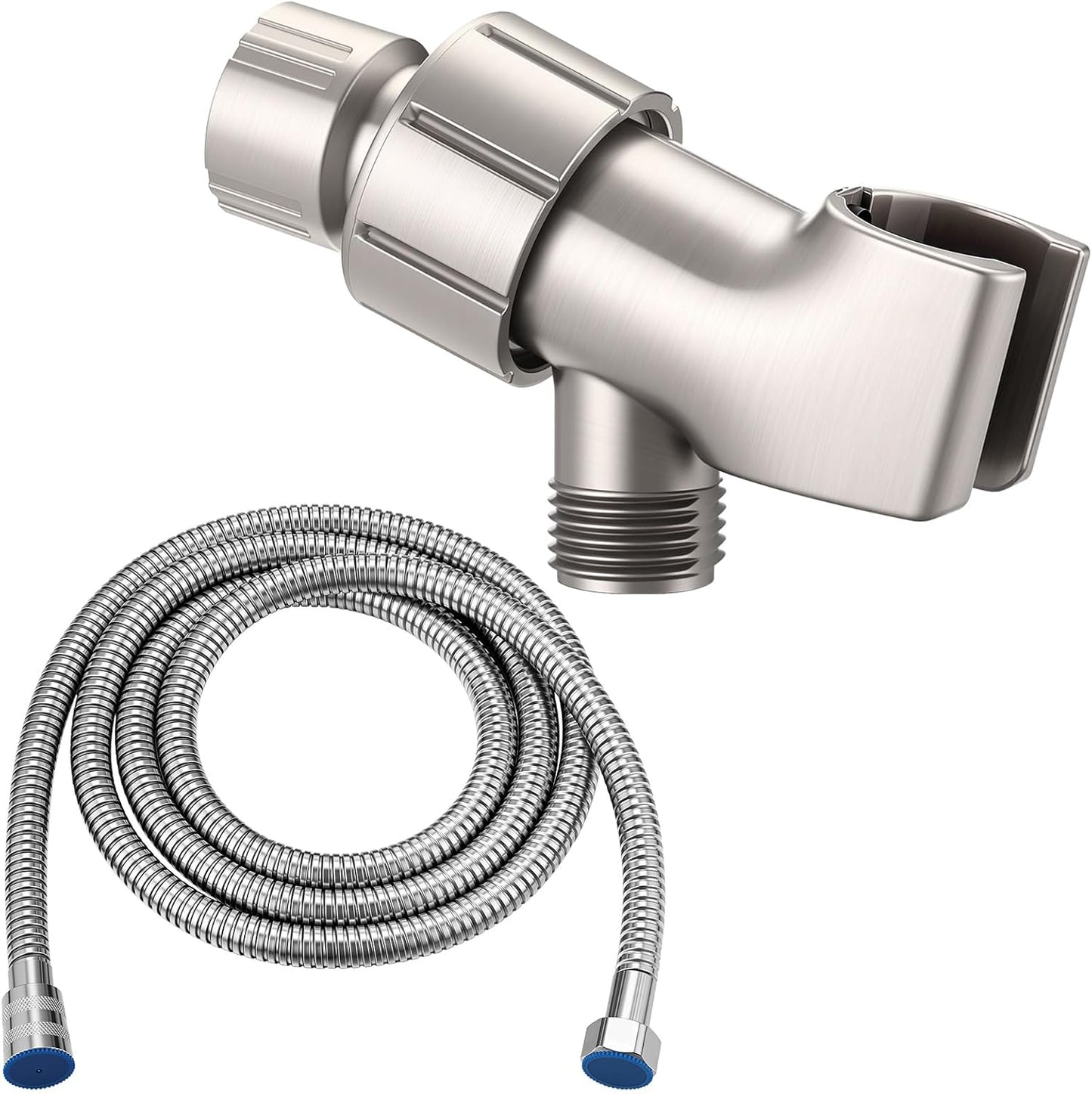 Manguera ducha acero inox 79pulg soporte ajustable plata cepillada