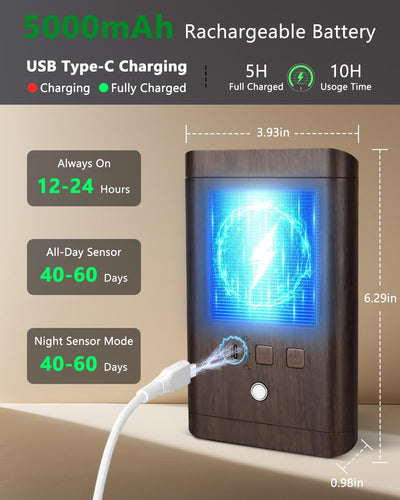4 Apliques Pared Inalámbricos 5000mAh Sensor Movimiento 3 Colores
