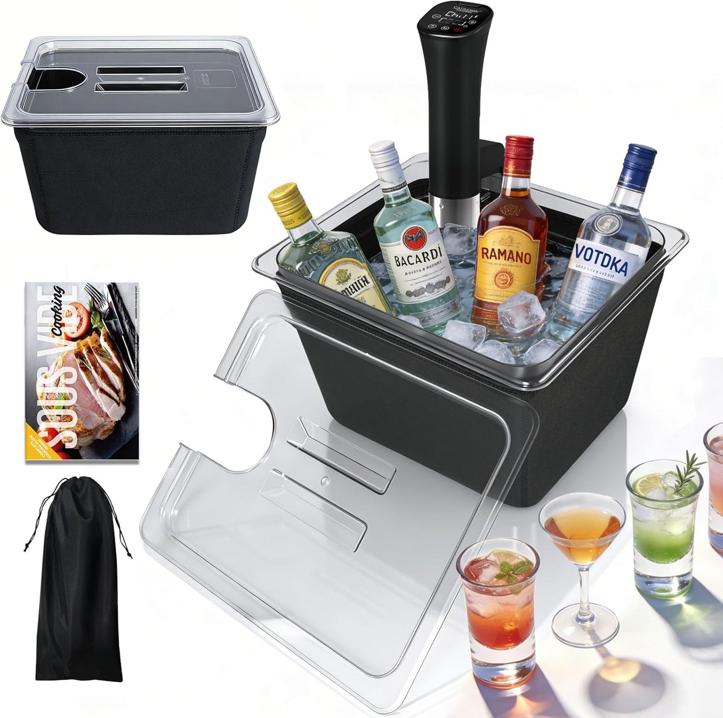 Cocina Precisión Sous Vide 1000W con Contenedor 12qt y Manguito