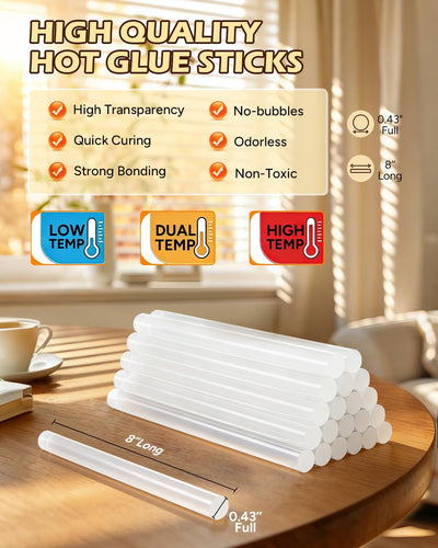 20 Barras Pegamento Caliente 8x0.43pulg Para Todas Temperaturas
