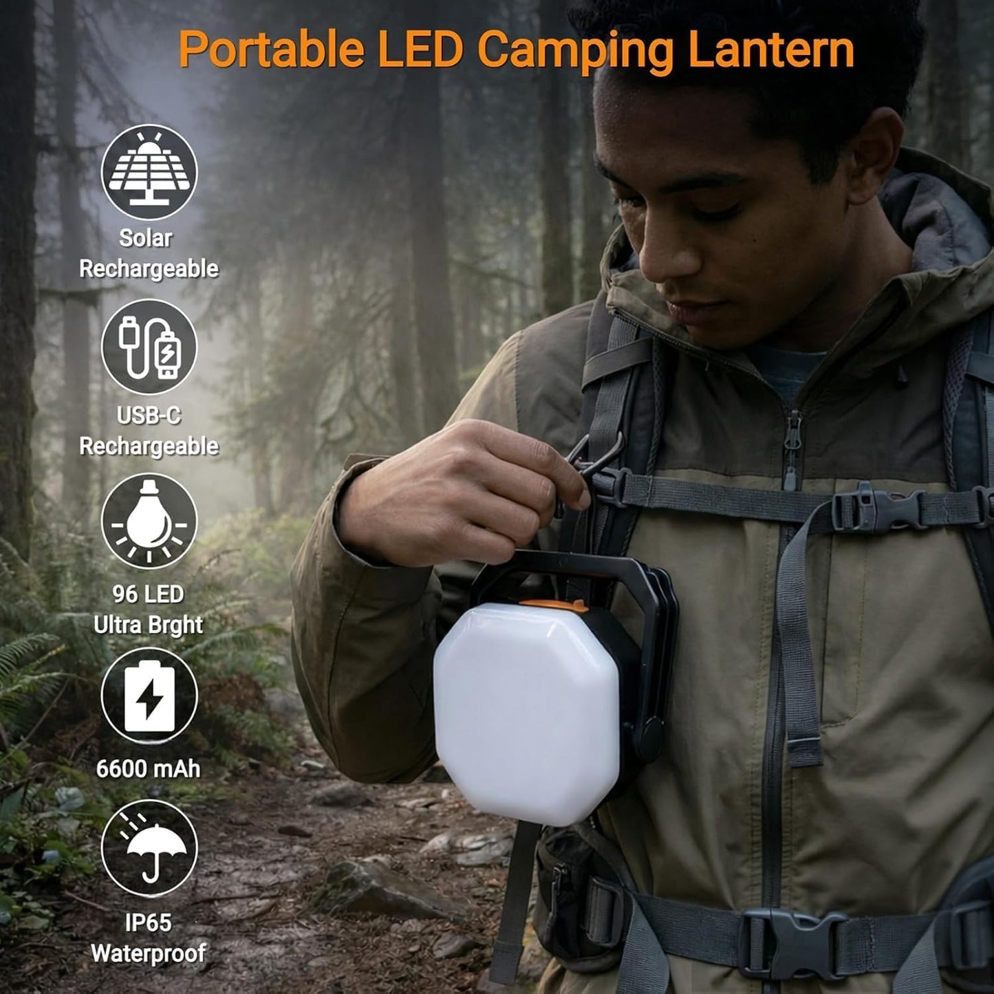 Linterna solar 4000 lúmenes 6600mAh base magnética IP65