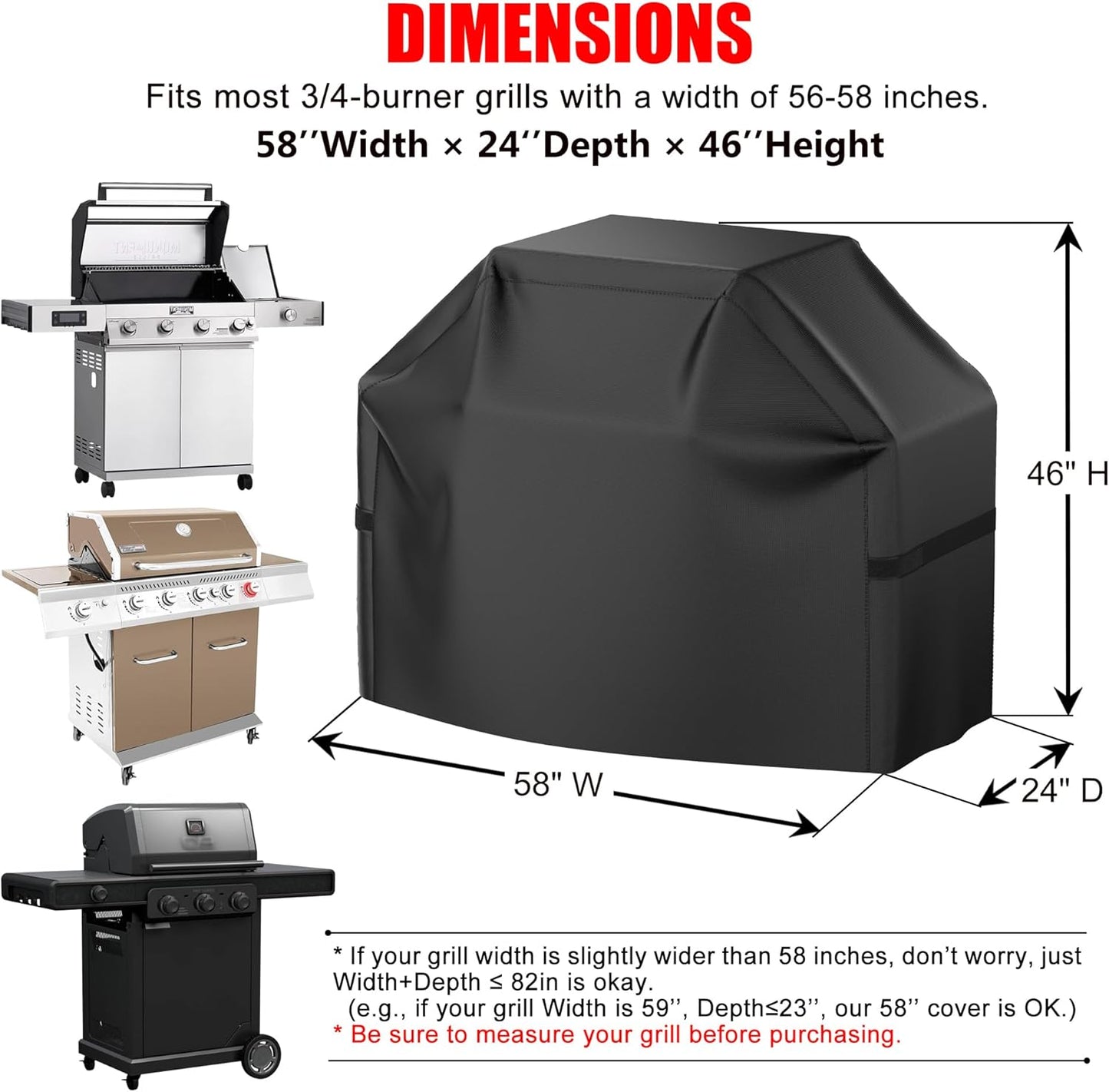 Cubierta parrilla gas 58pulg impermeable resistente