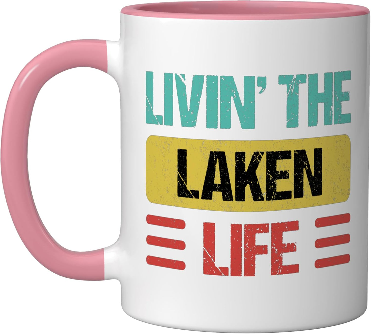 Taza Cerámica Color Rosa y Blanco