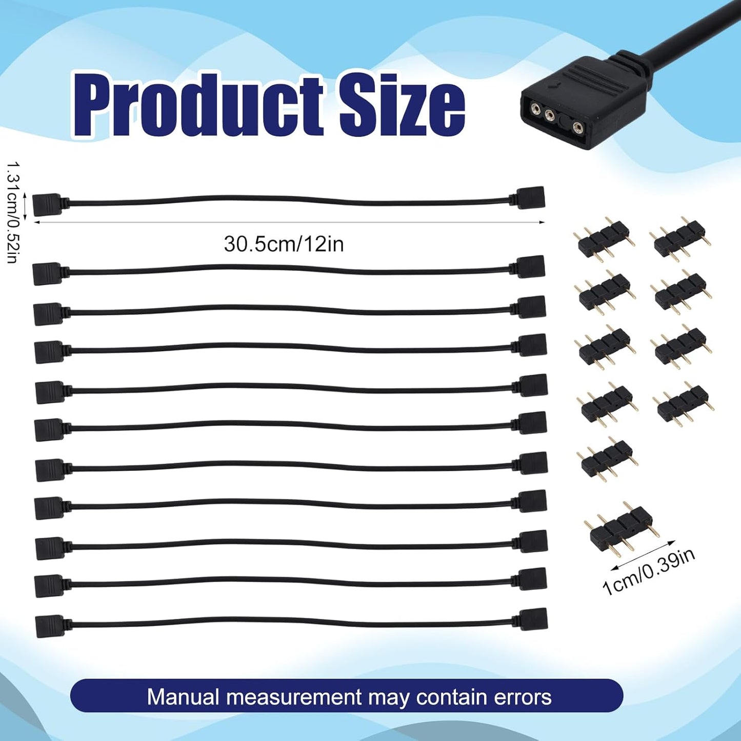 10 Cables Extensión ARGB 12pulg 5V 3 Pines Hembra a Hembra