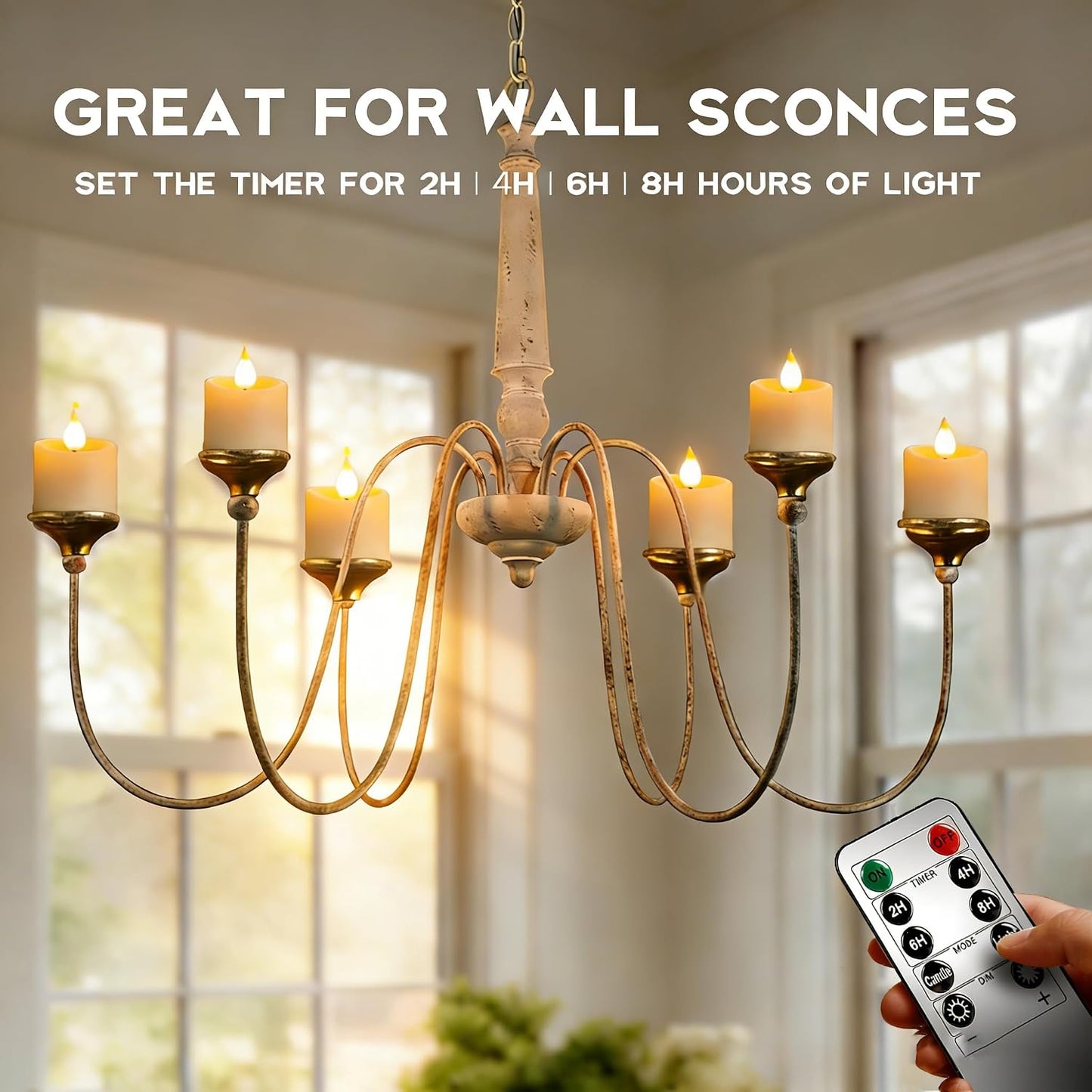 6 Velas Té LED Recargables 1.5x2.2pulg Control Remoto