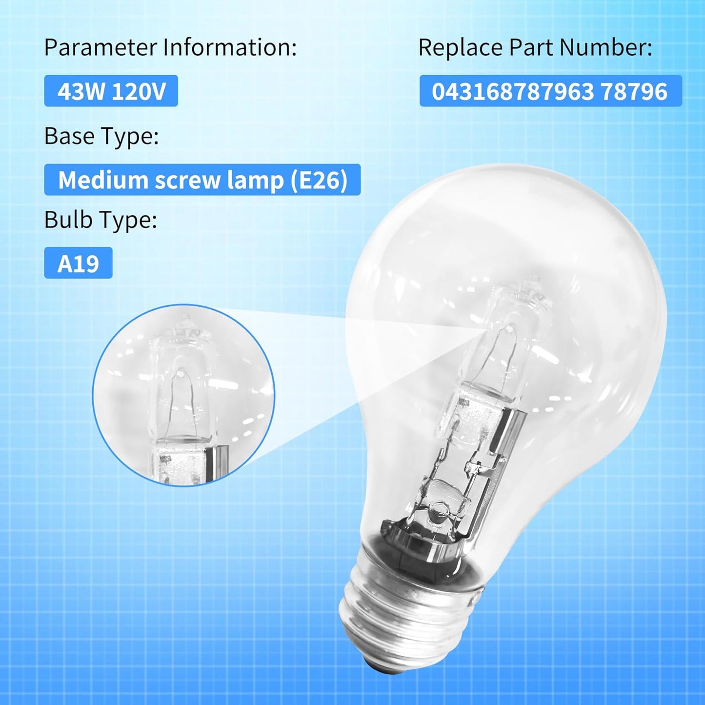Lámpara Halógeno 43W E26 750lm 6 Pzas Reemplazo 60W