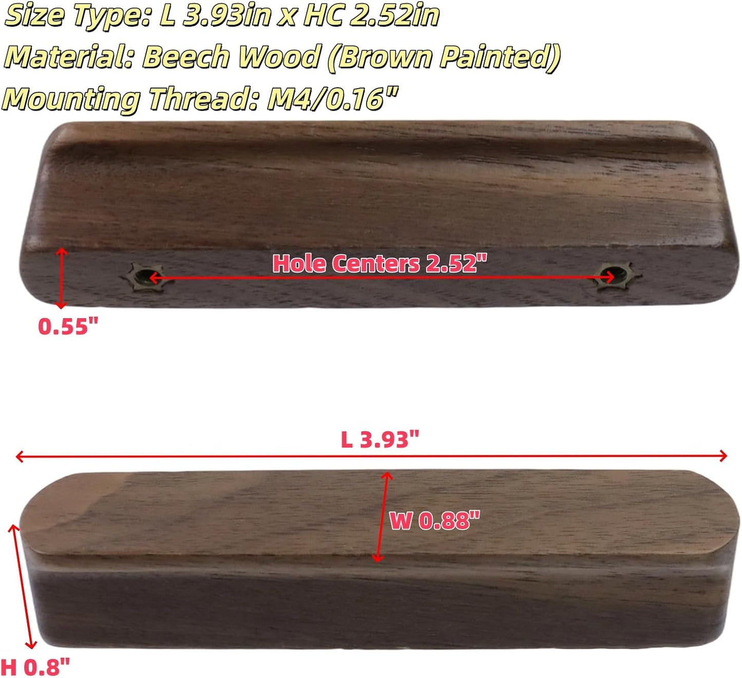 6 Tiradores Madera Nogal 3.93pulg para Muebles Armario