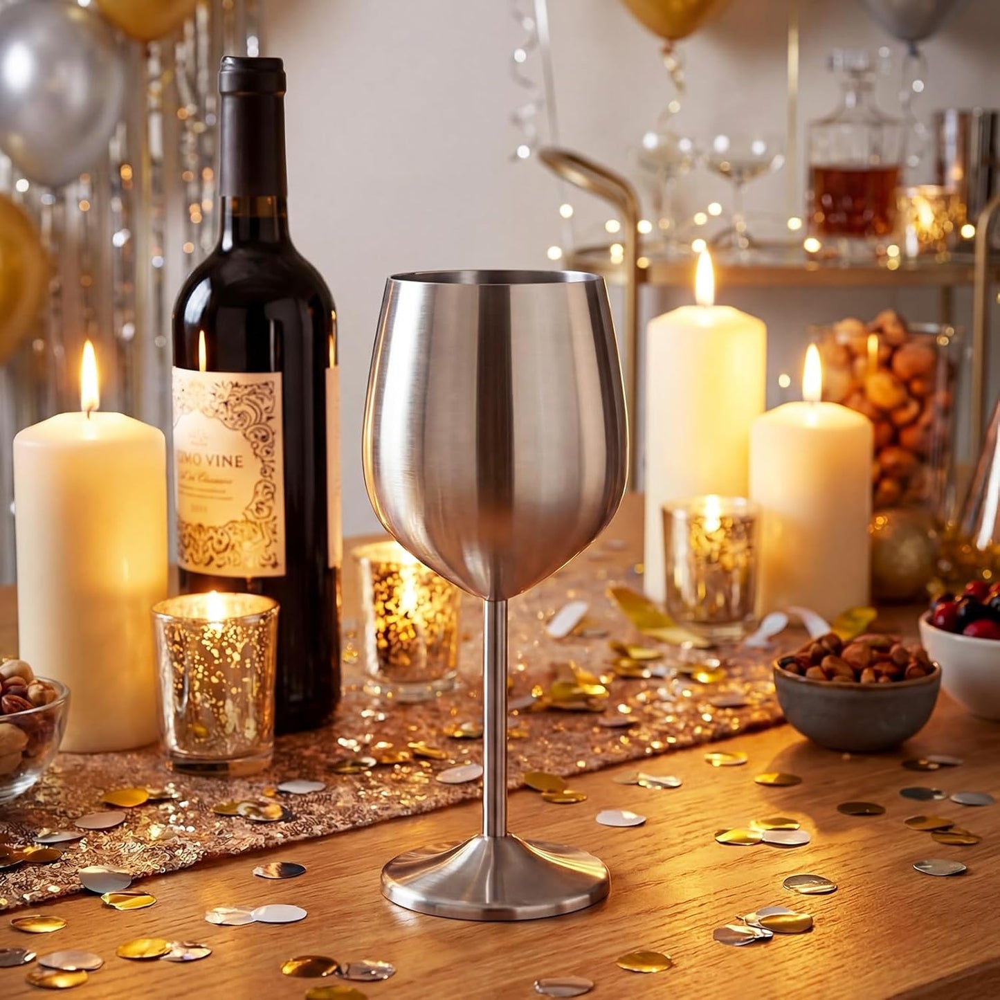 Set 12 Vasos Metal Aluminio 18oz Copas Vino Irrompibles