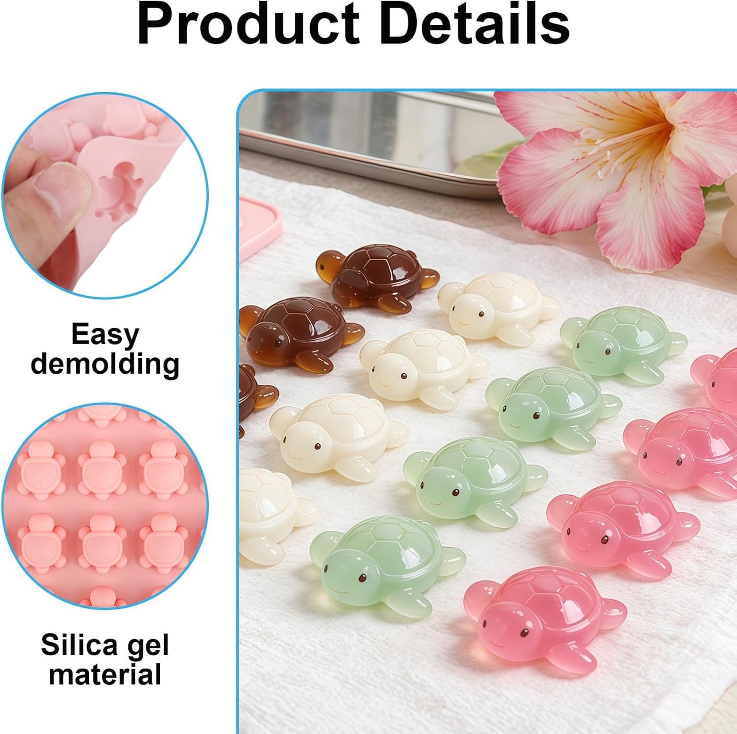 Moldes de tortuga de silicona para gominolas y decoración de postres
