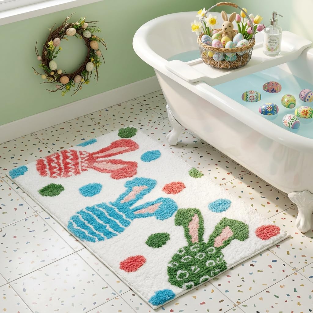 Tapete baño Pascua antideslizante felpa gruesa 31x20pulg