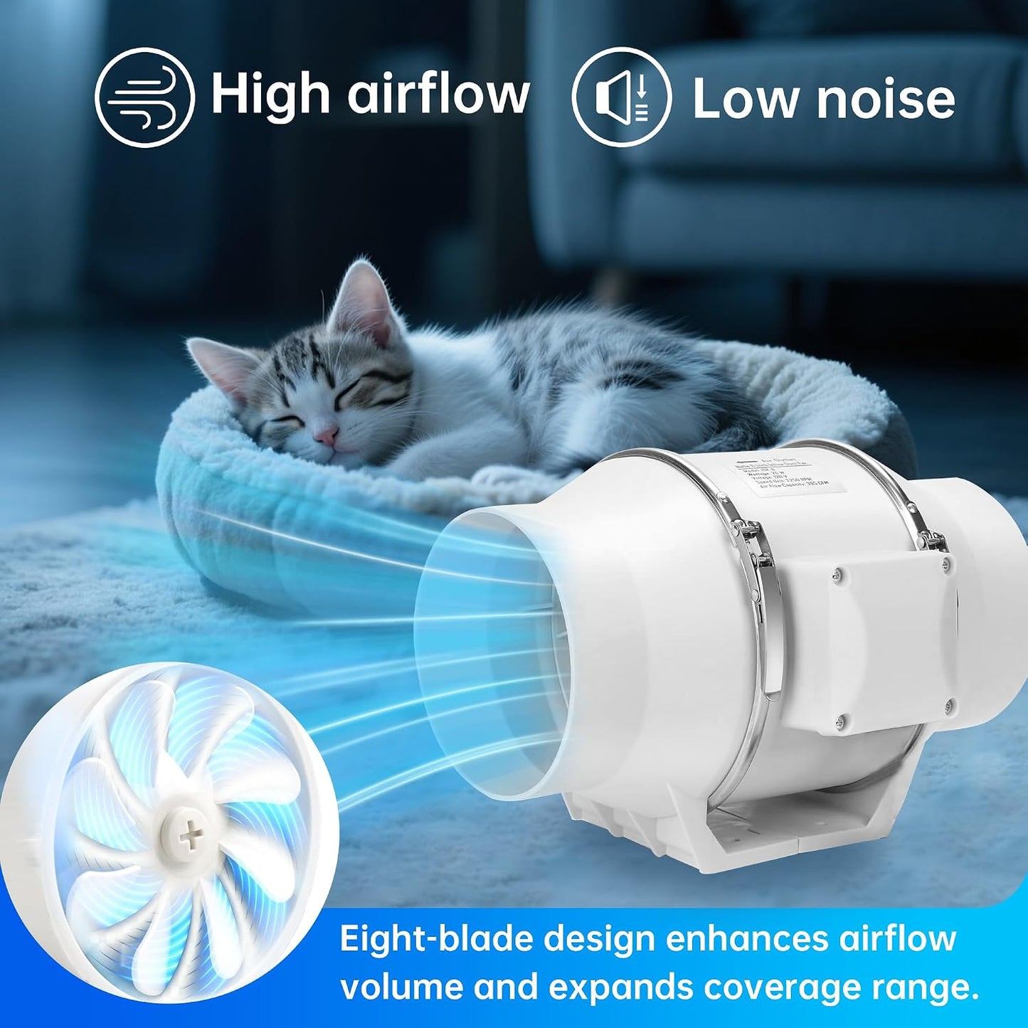 Ventilador conducto 6pulg 390cfm interruptor cocina