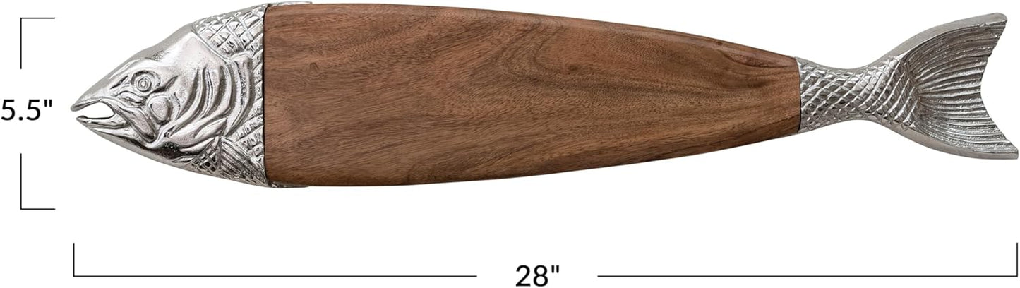 Tabla servir madera acacia forma pez y queso