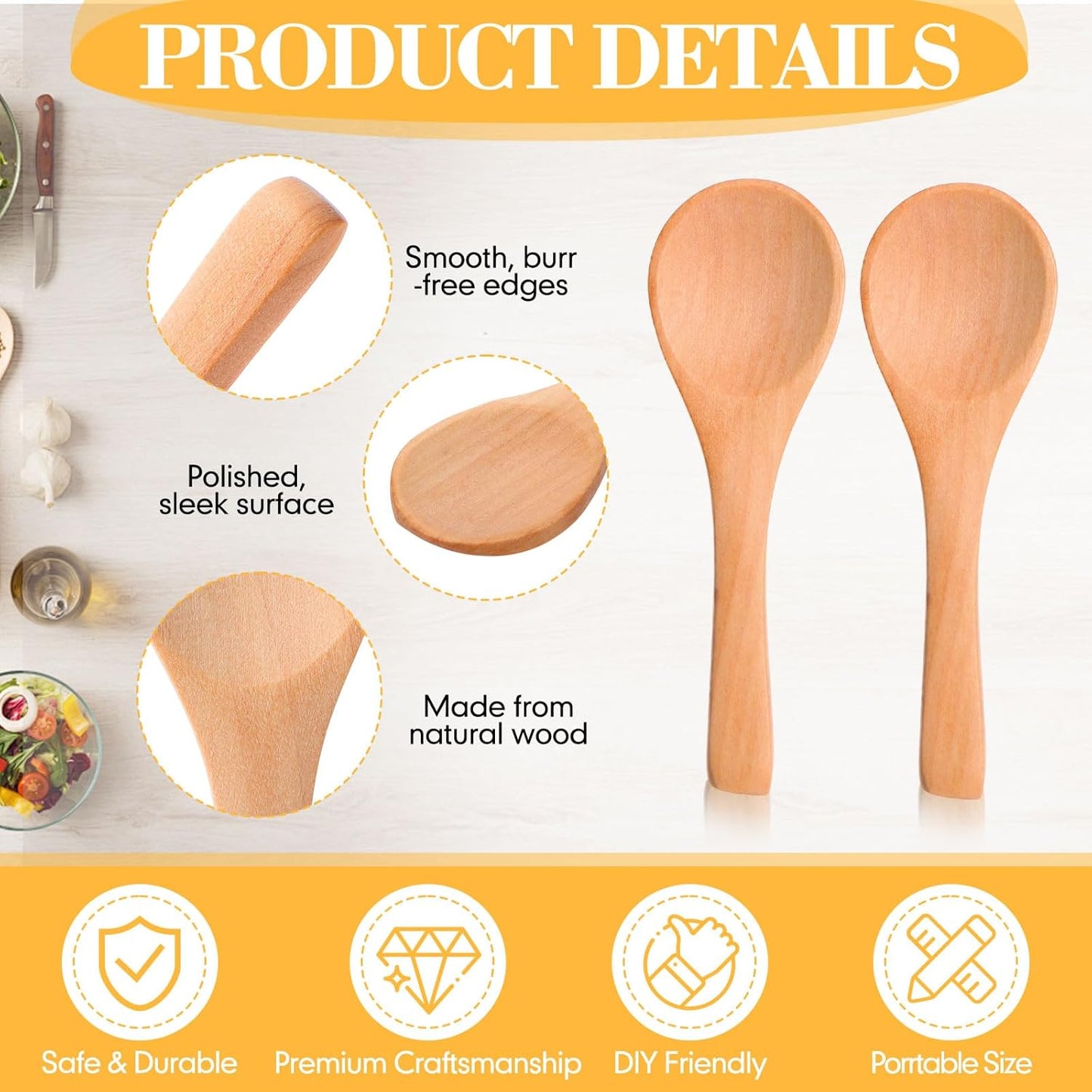 24 cucharas pequeñas de madera 3.5 pulgadas para tarros y cocina
