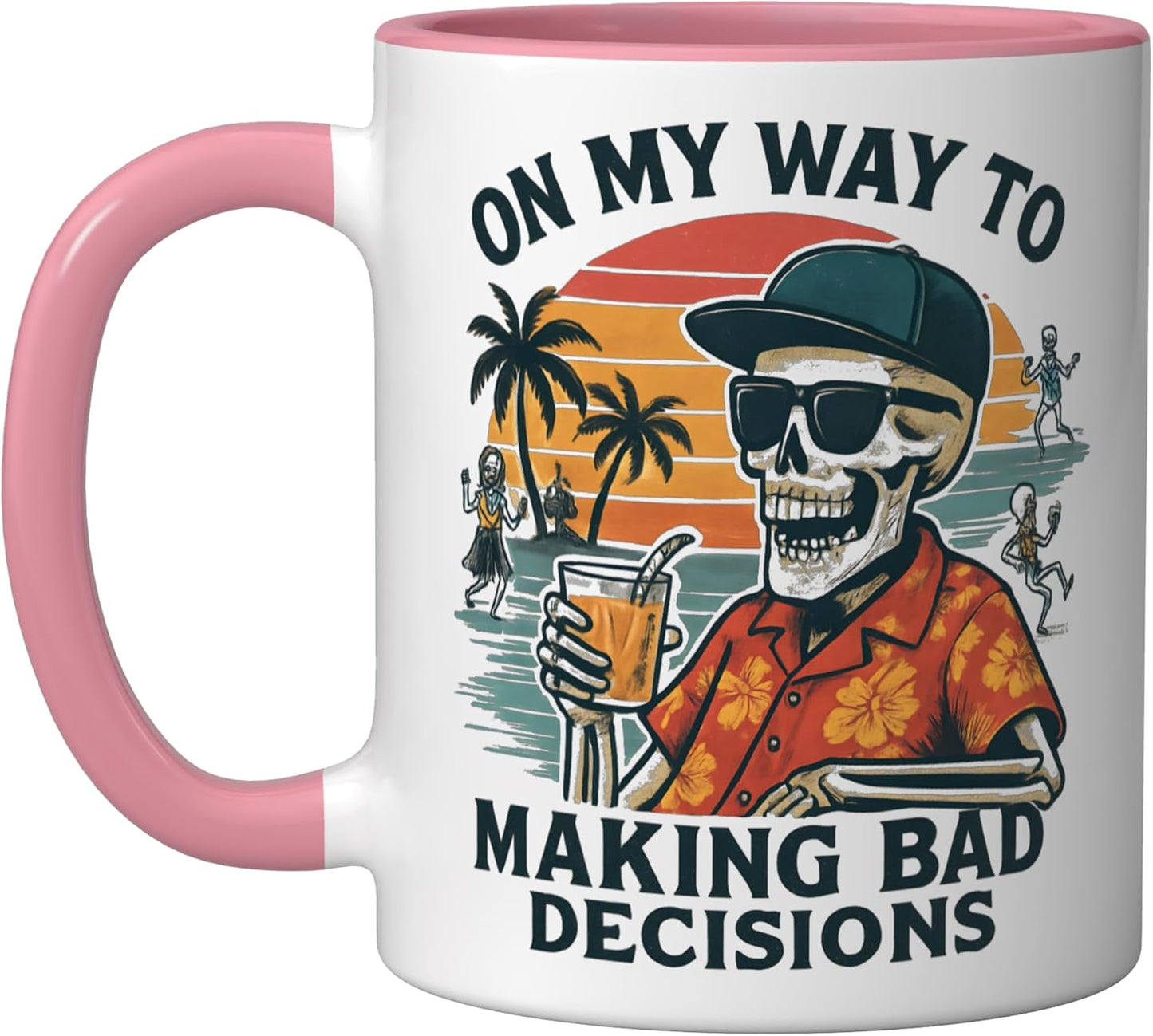 Taza Cerámica Humorística Playa Rosa/Blanca