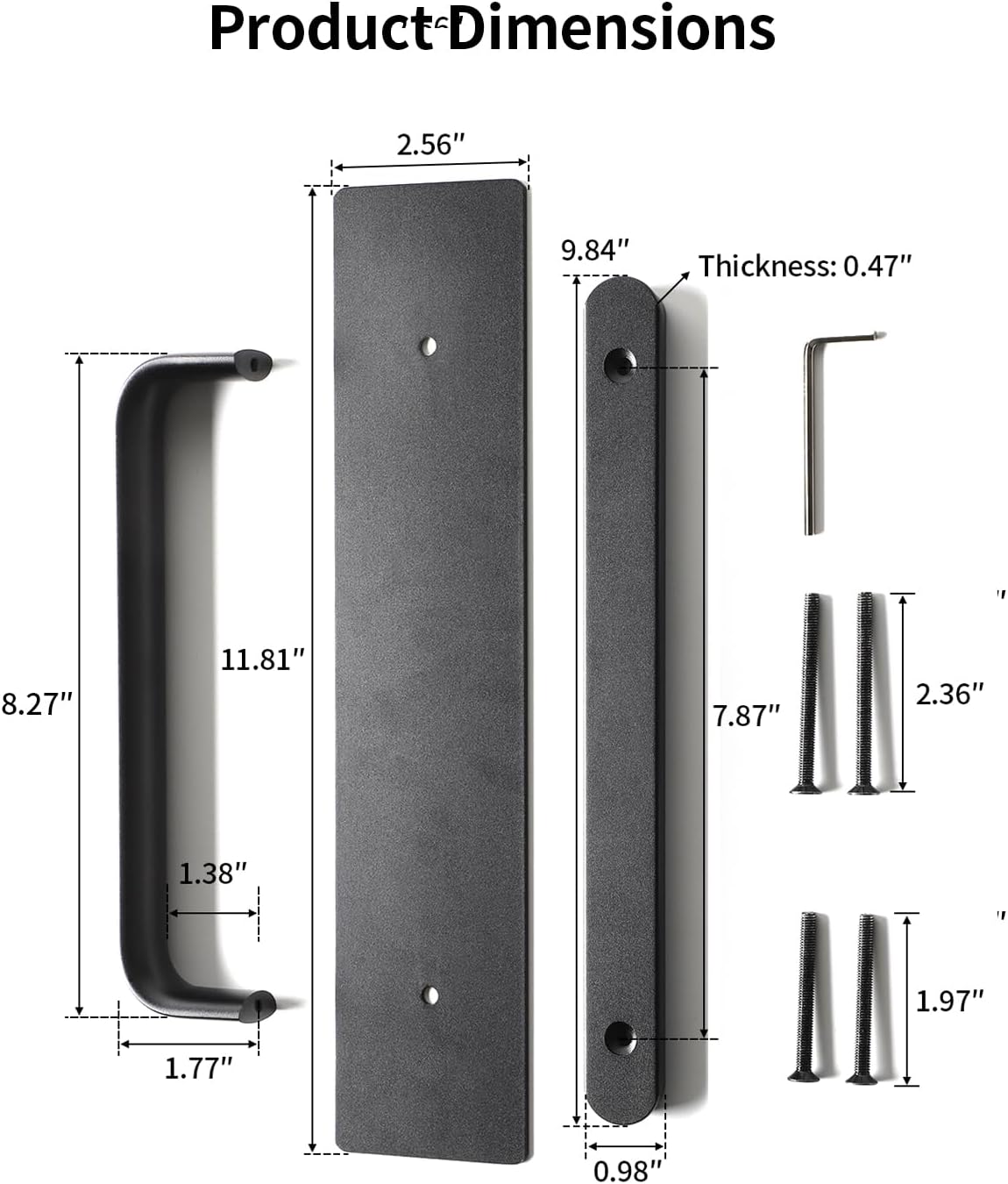 Set Manijas Puerta Corrediza 12pulg Negro Fácil Instalación