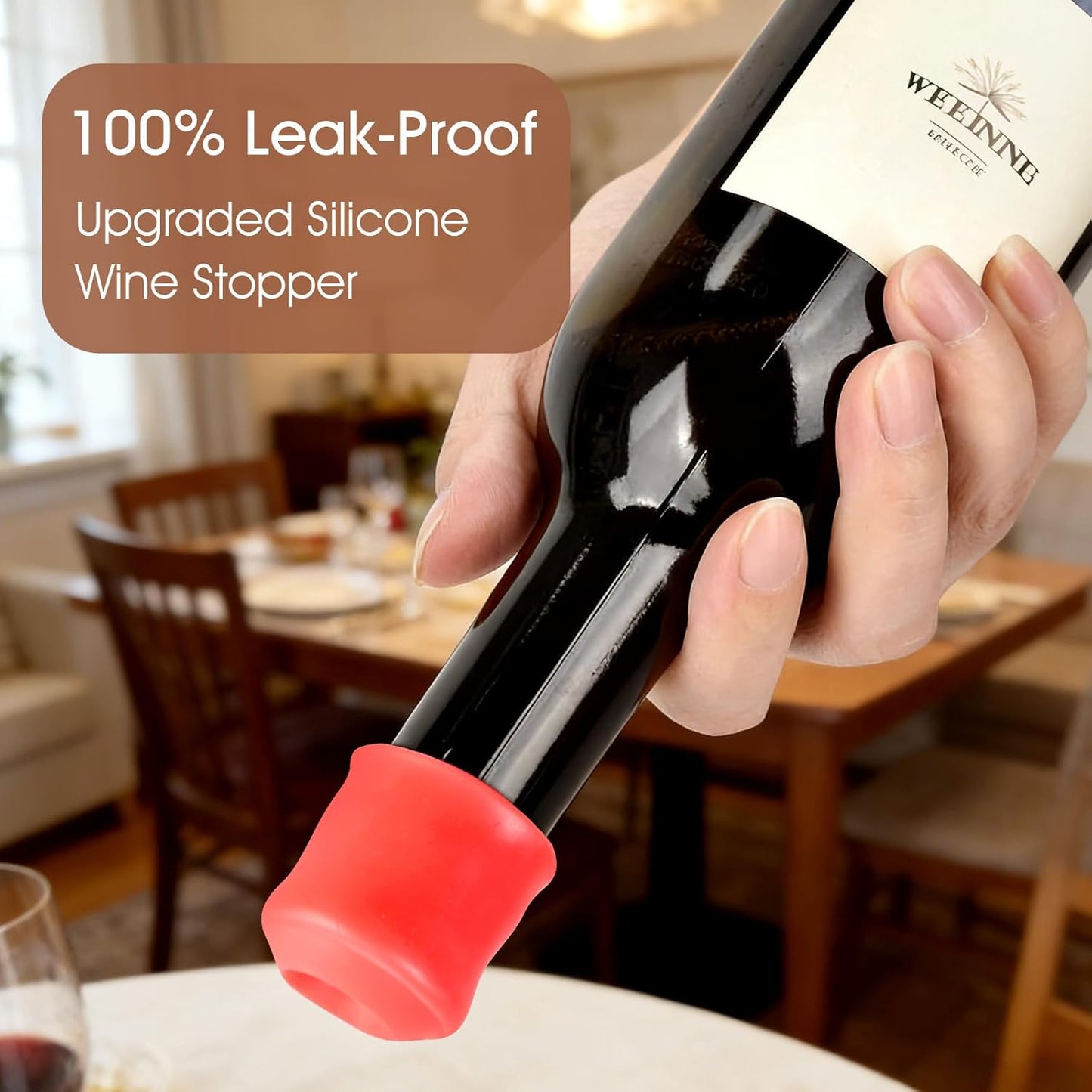 8 Tapones Silicona Botella Vino Reutilizable Doble Sello