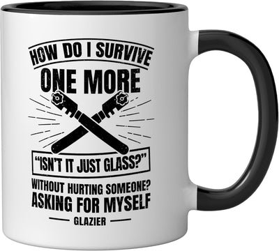Taza Cerámica Trabajador Vidrio Negro/Blanco