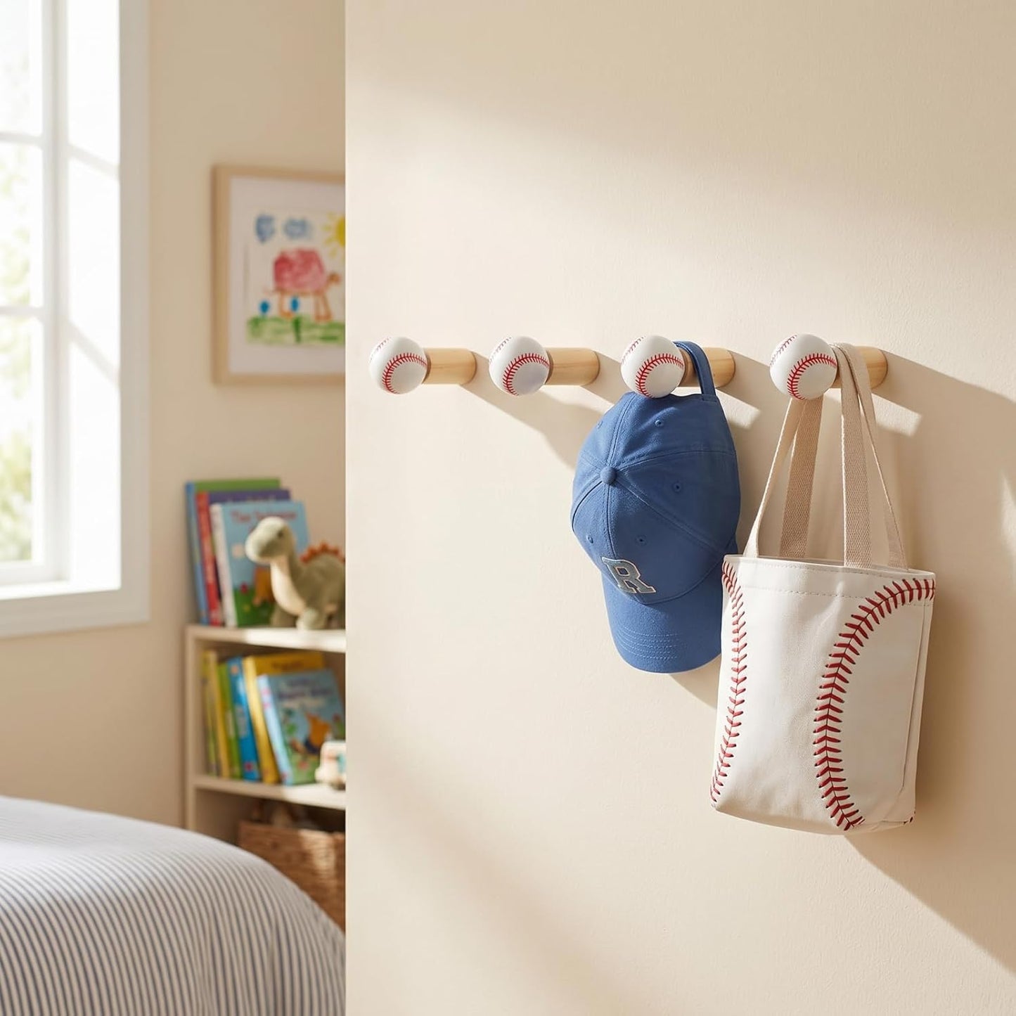 4 Ganchos Madera Decoración Pared Deportiva Baño Hogar