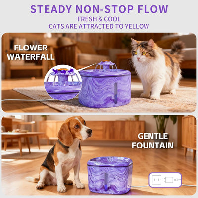 Fuente agua gato automática 84oz luz azul LED