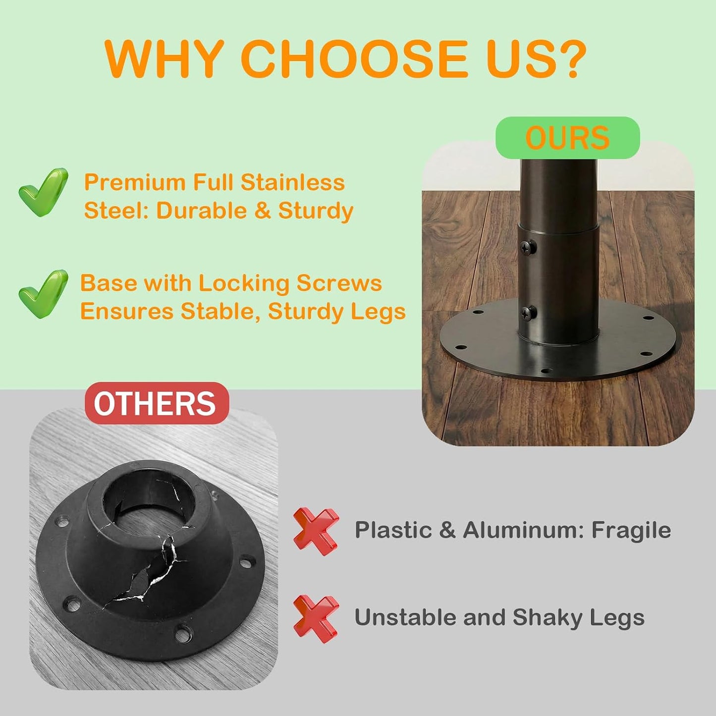 Patas mesa RV soportes base metal 27-29pulg ajustables