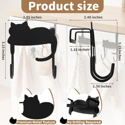 4 Ganchos Hierro Negro para Puertas Cocina Baño Oficina Doble