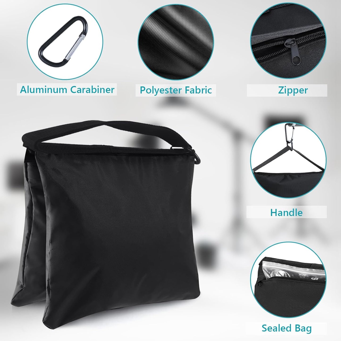 Bolsa peso negro para trípode silla camping 8 pzas