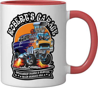 Taza Cerámica Diseño Clásico Coches Rojo/Blanco