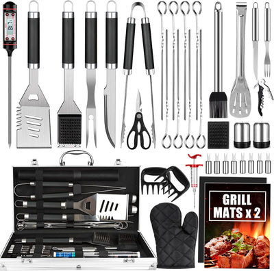 Juego 38 Pzas Accesorios Parrilla Acero Inox Funda Aluminio