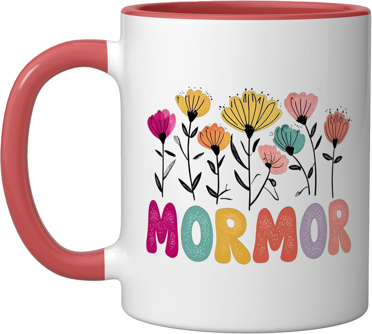 Taza cerámica MorMor floral rojo/blanco