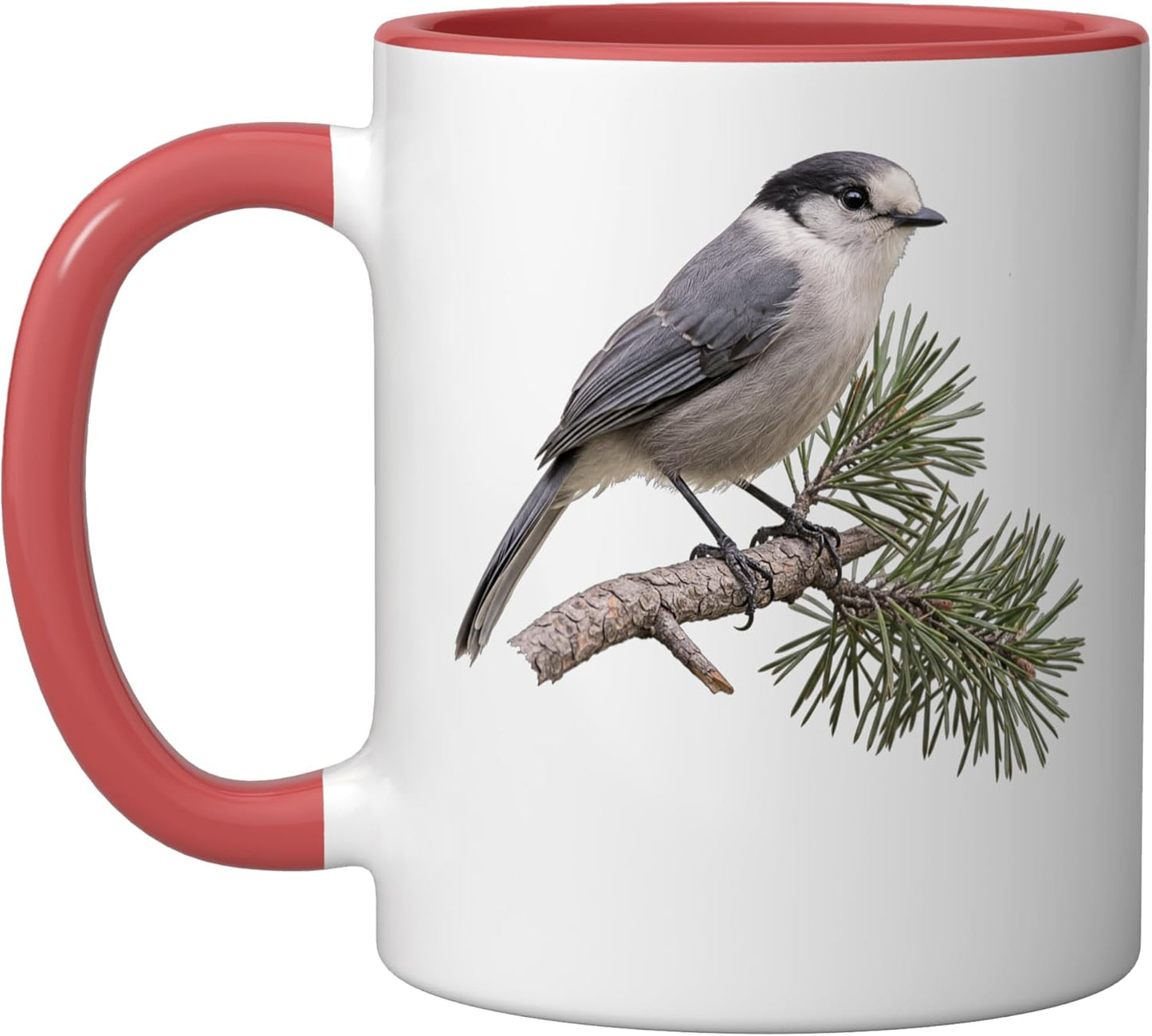 Taza Cerámica Bird Series Gray Jay Roja/Blanca