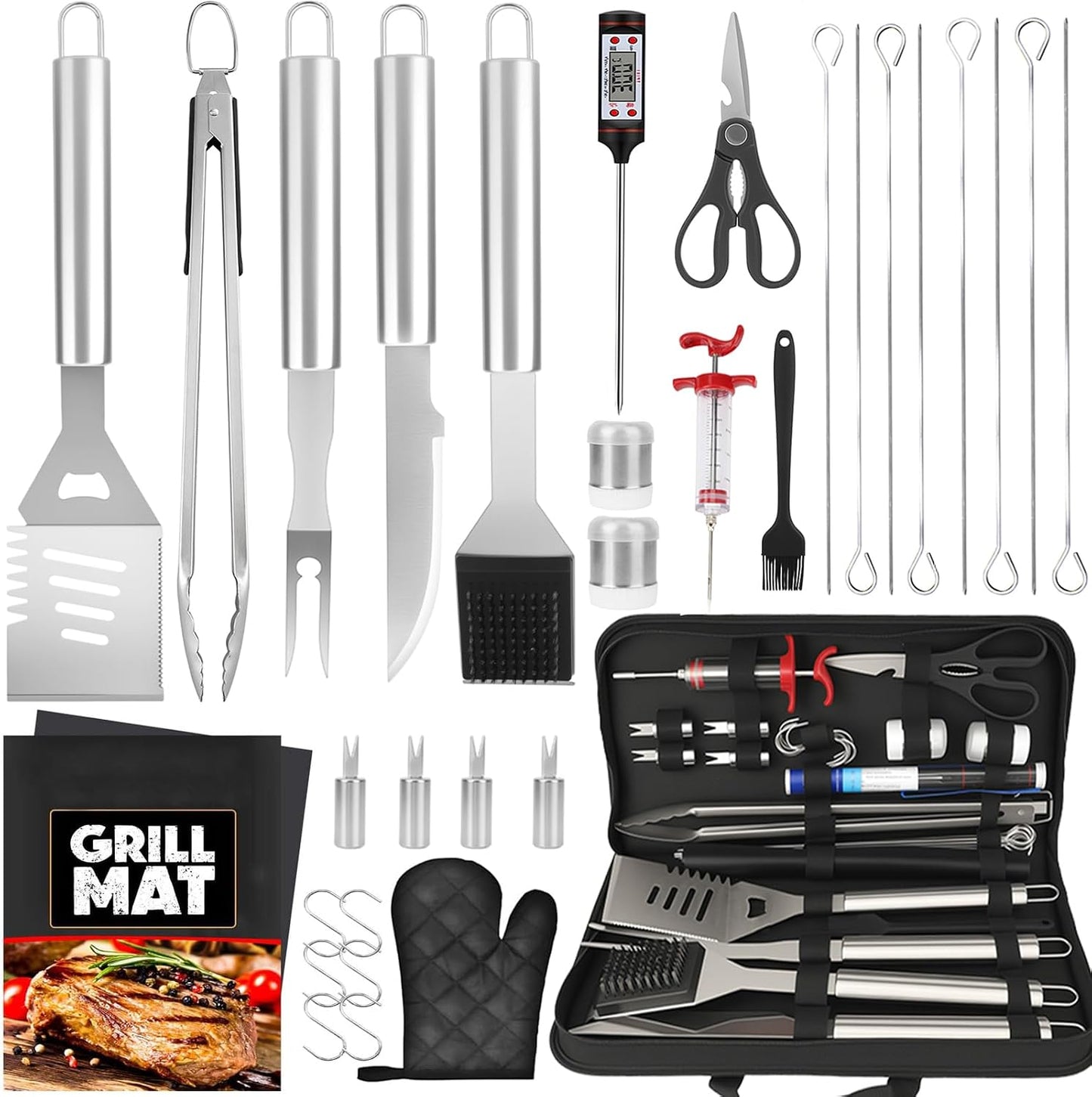 Kit 32 Pzas Utensilios Parrilla Acero Inox