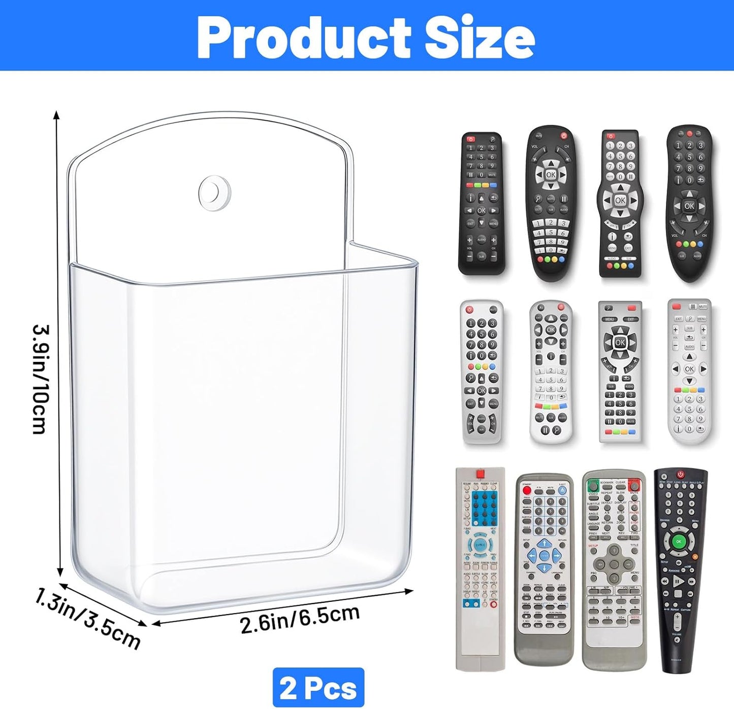 Pack 2 Soportes Pared Control Remoto TV Transparente No Perfora