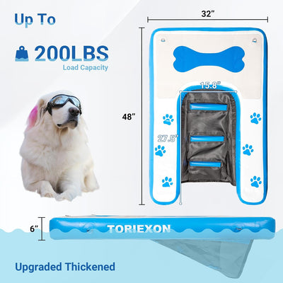 Rampa inflable para perros 48x32pulg antideslizante 200lb piscina