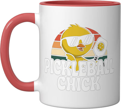 Taza de cerámica para mujer amante del pickleball rojo/blanco