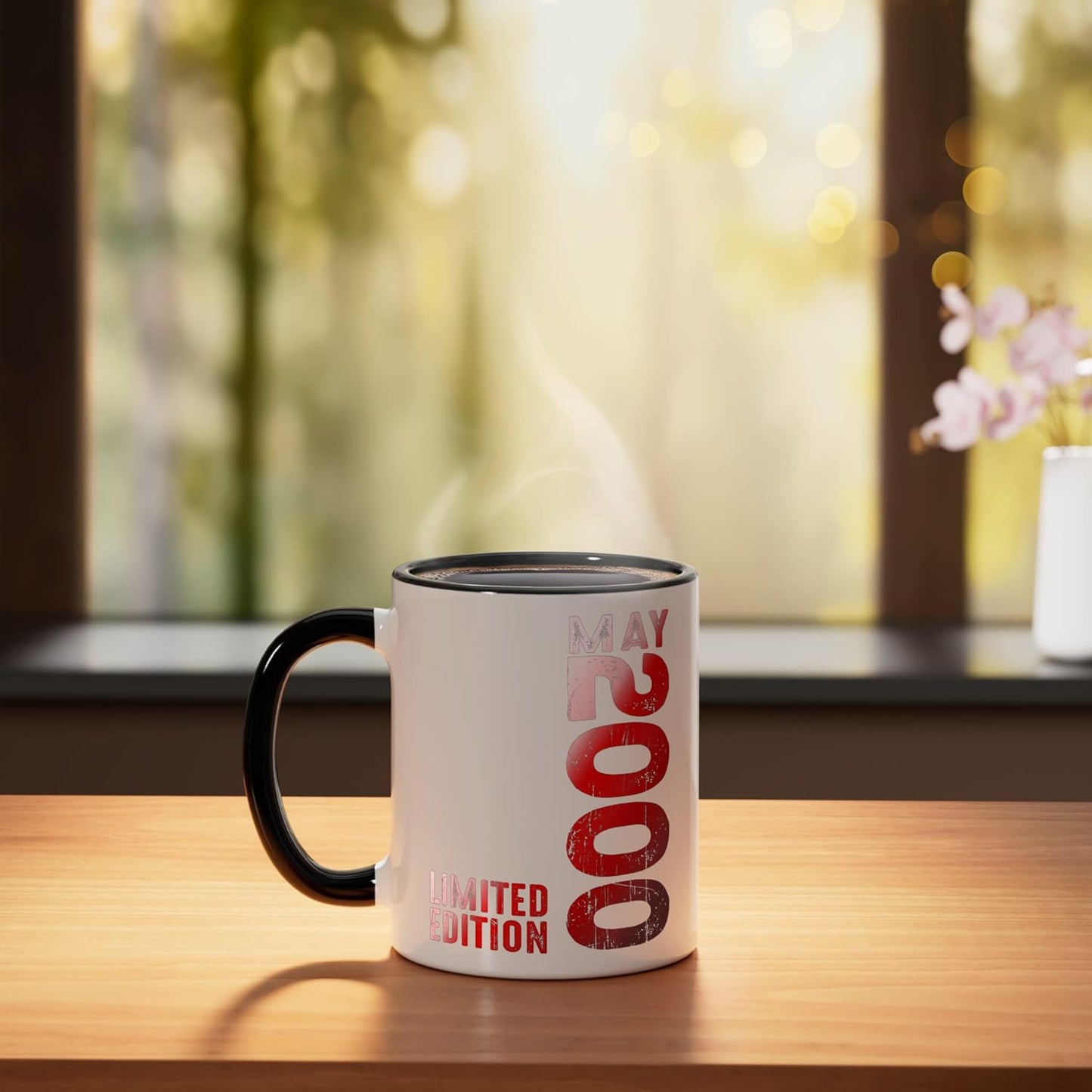 Taza cerámica retro año 2000 negra/blanca